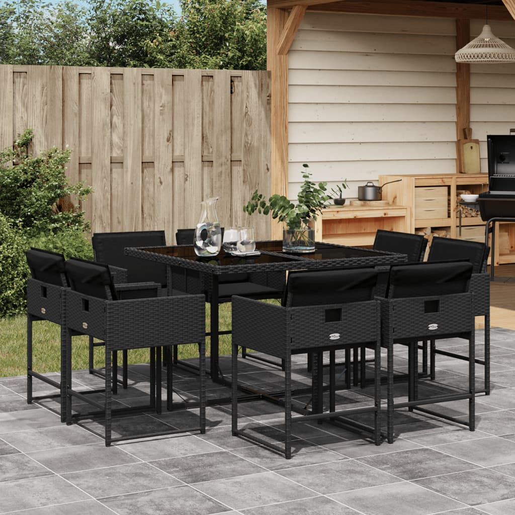 9-delige Tuinset poly rattan zwart is nu te koop bij PeponiXL, paradijselijk wonen!