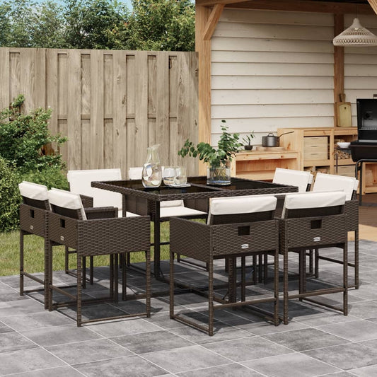 9-delige Tuinset met kussens poly rattan bruin is nu te koop bij PeponiXL, paradijselijk wonen!