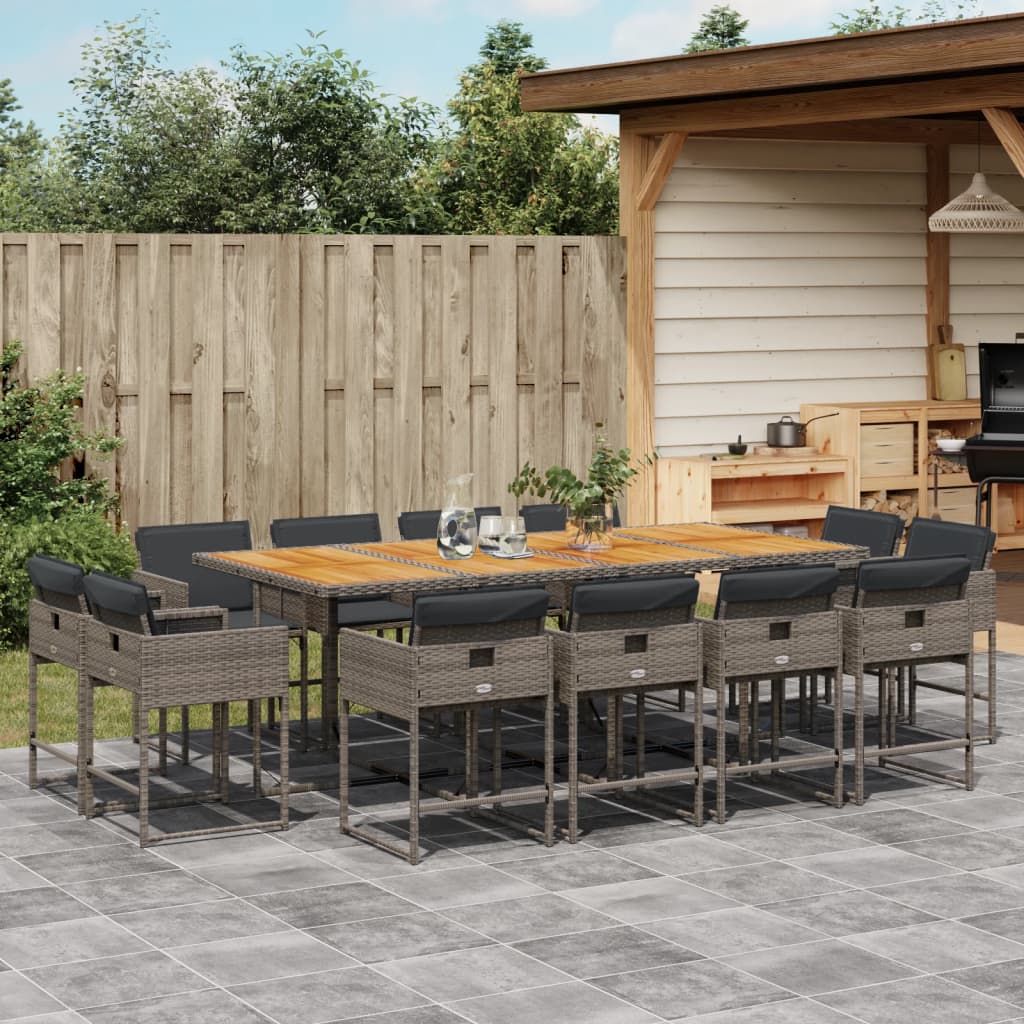 13-delige Tuinset met kussens poly rattan grijs is nu te koop bij PeponiXL, paradijselijk wonen!
