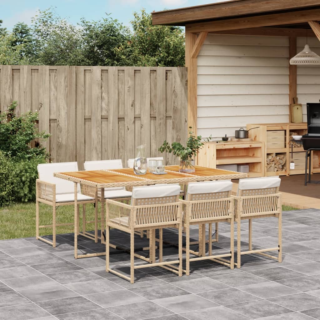 7-delige Tuinset met kussens poly rattan beige is nu te koop bij PeponiXL, paradijselijk wonen!