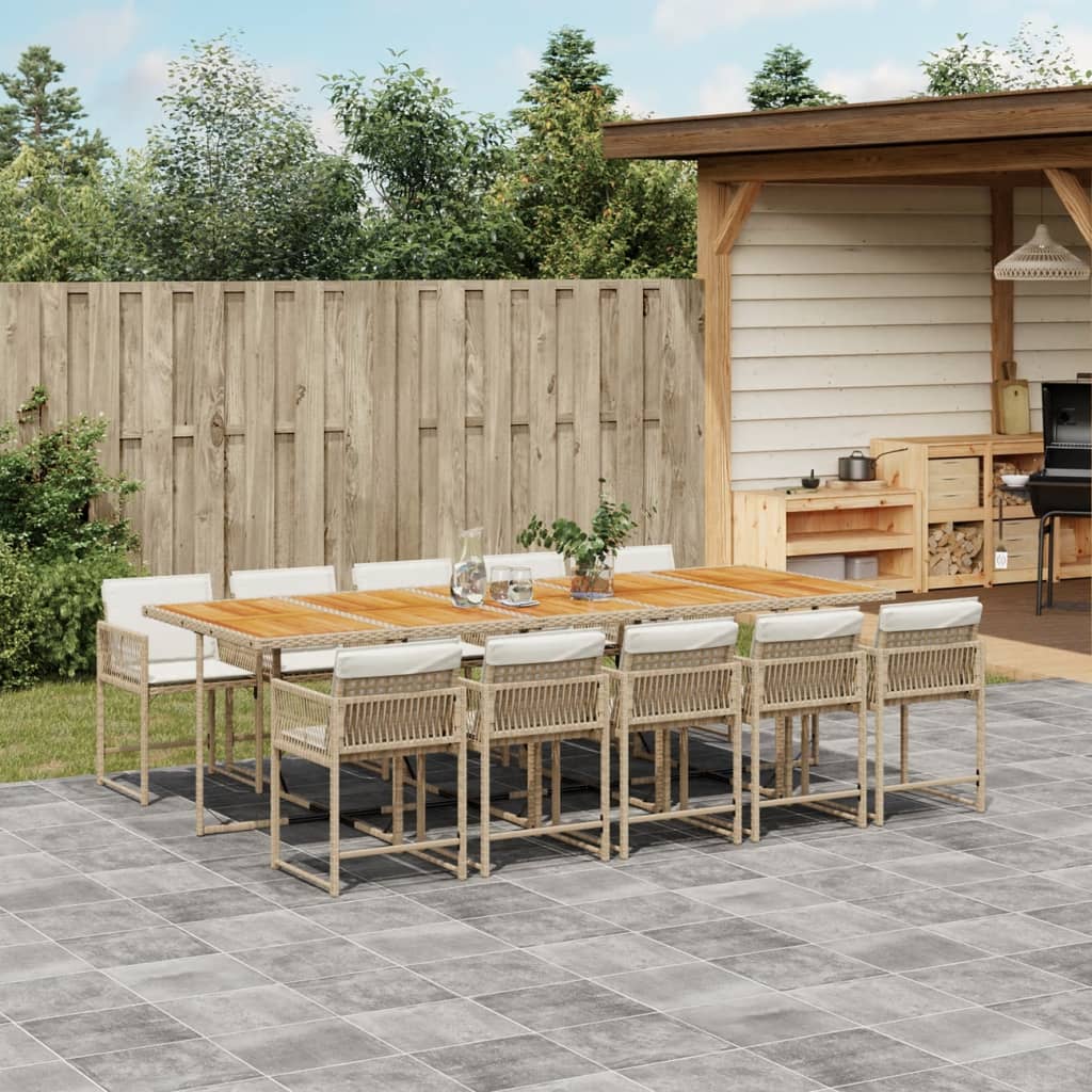 11-delige Tuinset met kussens poly rattan beige is nu te koop bij PeponiXL, paradijselijk wonen!