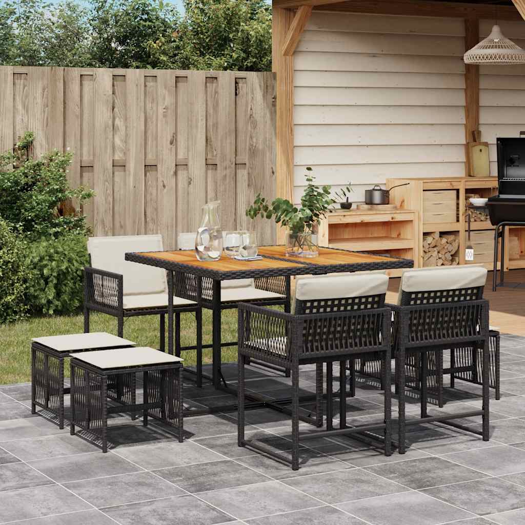 9-delige Tuinset poly rattan zwart is nu te koop bij PeponiXL, paradijselijk wonen!