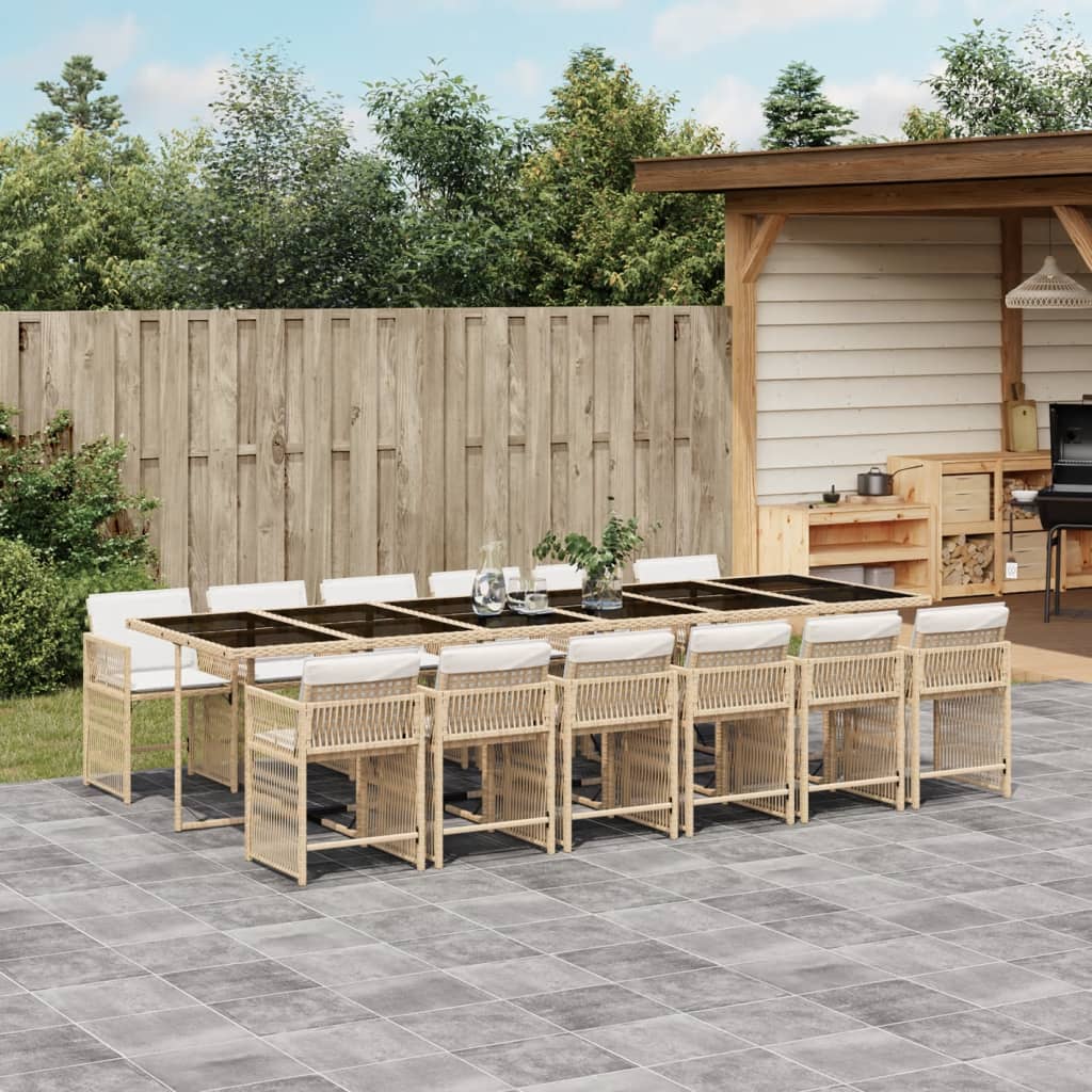 13-delige Tuinset met kussens poly rattan beige is nu te koop bij PeponiXL, paradijselijk wonen!