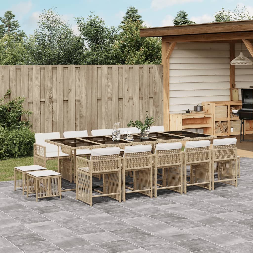 15-delige Tuinset met kussens poly rattan beige is nu te koop bij PeponiXL, paradijselijk wonen!