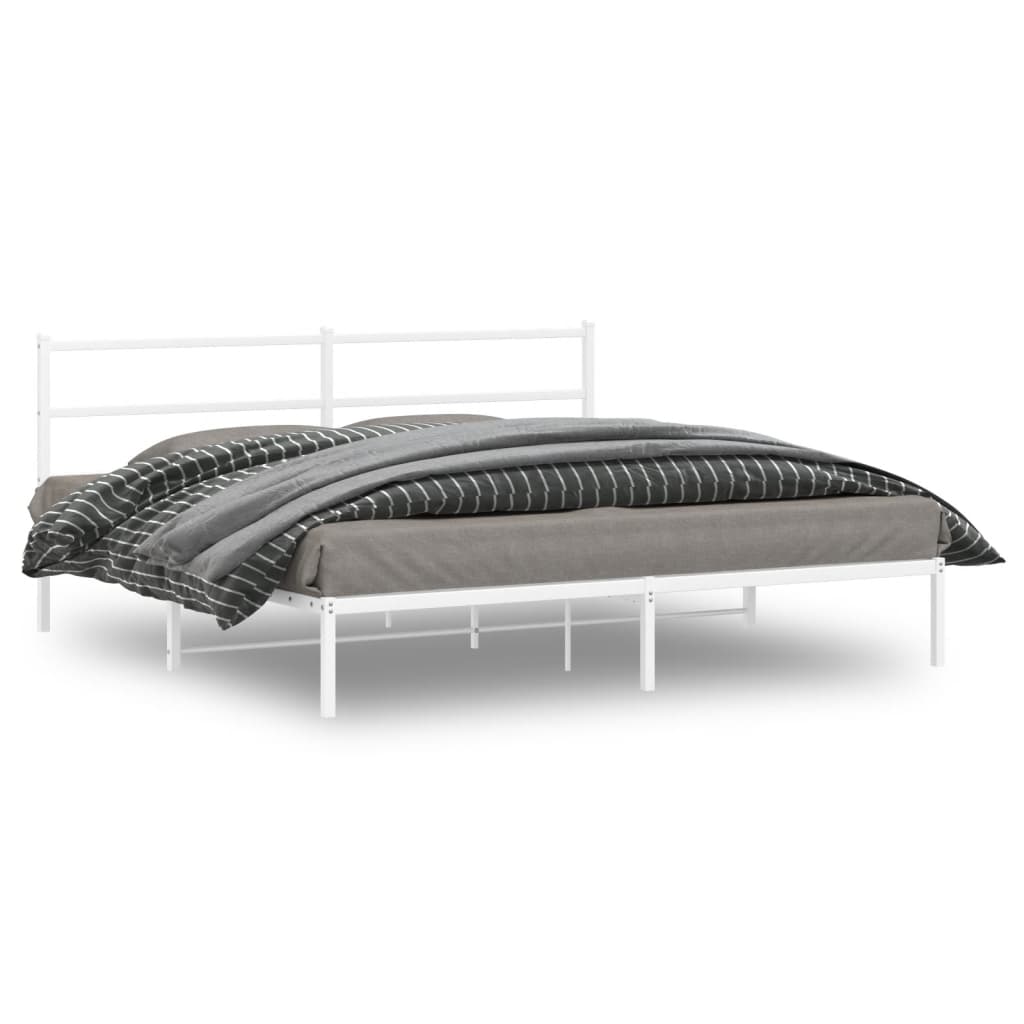 Bedframe met hoofdbord metaal wit 180x200 cm is nu te koop bij PeponiXL, paradijselijk wonen!