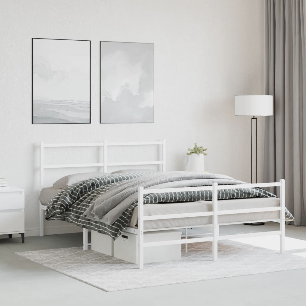 Bedframe met hoofd- en voeteneinde metaal wit 140x190 cm is nu te koop bij PeponiXL, paradijselijk wonen!