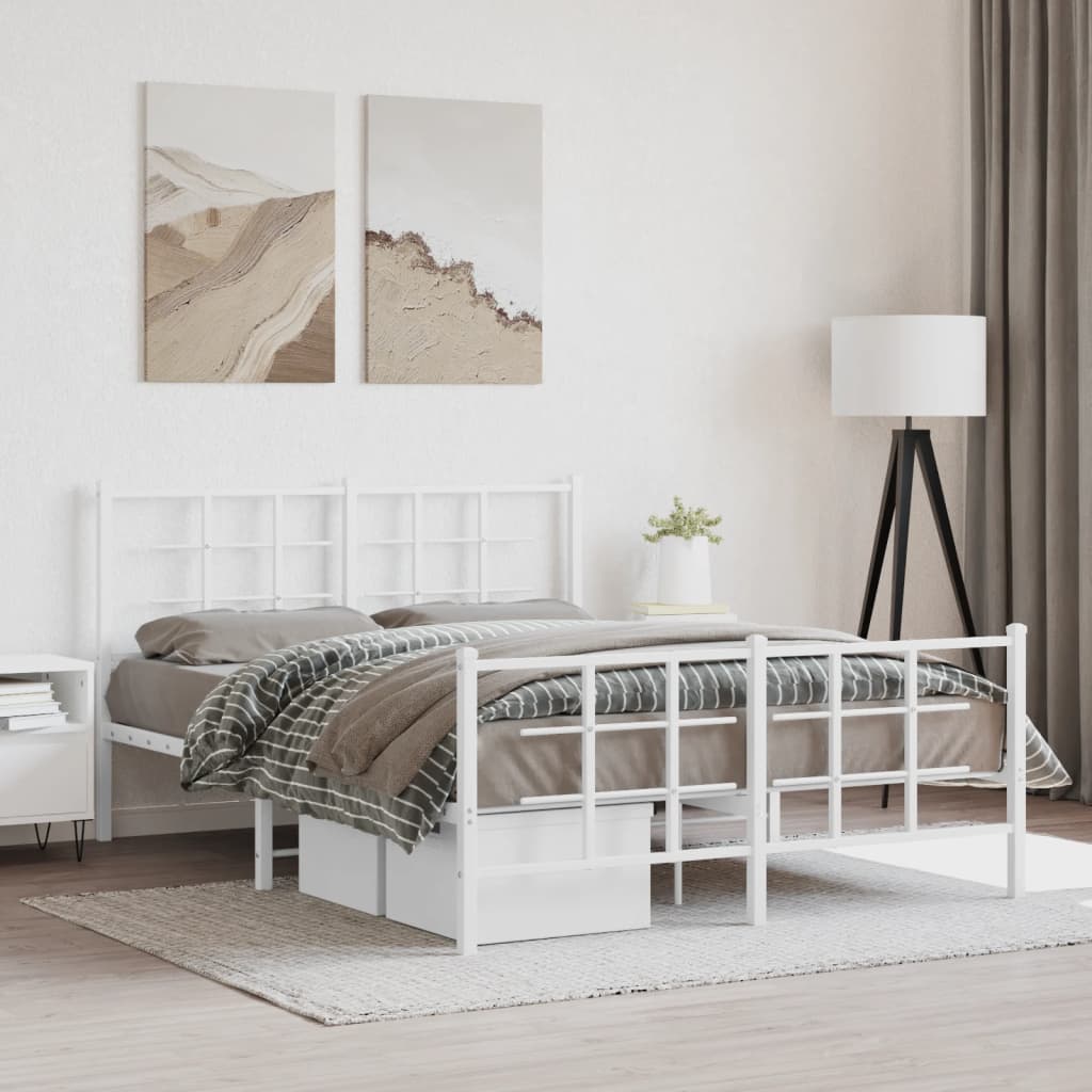 Bedframe met hoofd- en voeteneinde metaal wit 140x200 cm is nu te koop bij PeponiXL, paradijselijk wonen!
