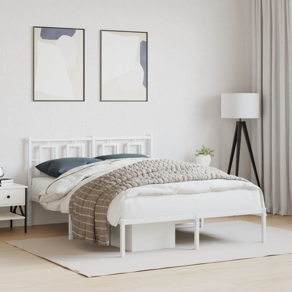 Bedframe met hoofdbord metaal wit 140x190 cm is nu te koop bij PeponiXL, paradijselijk wonen!