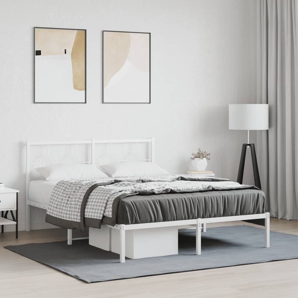 Bedframe met hoofdbord metaal wit 140x200 cm is nu te koop bij PeponiXL, paradijselijk wonen!