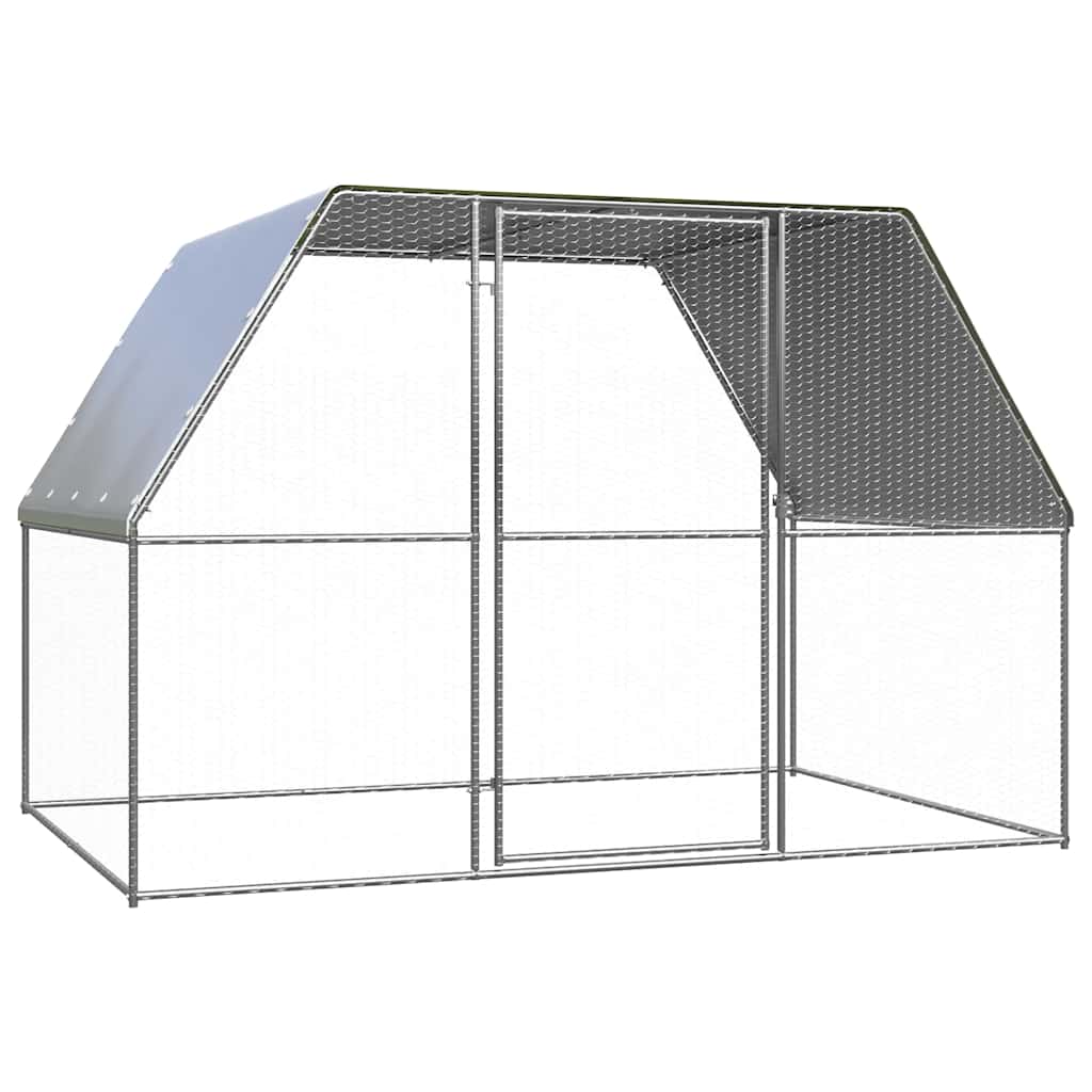 Kippenkooi 3x2x2 m gegalvaniseerd staal zilverkleurig en grijs is nu te koop bij PeponiXL, paradijselijk wonen!