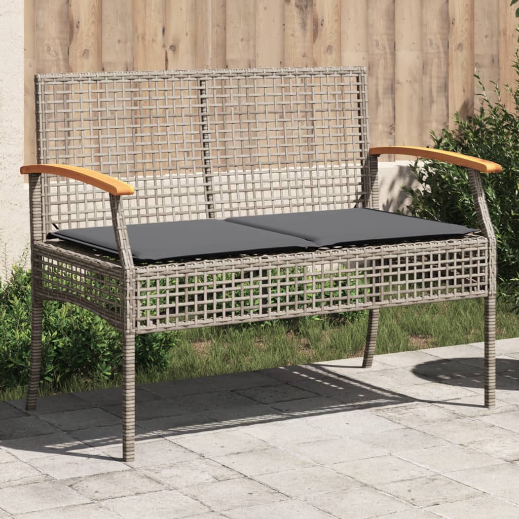 Tuinbank met kussen poly rattan en acaciahout grijs is nu te koop bij PeponiXL, paradijselijk wonen!
