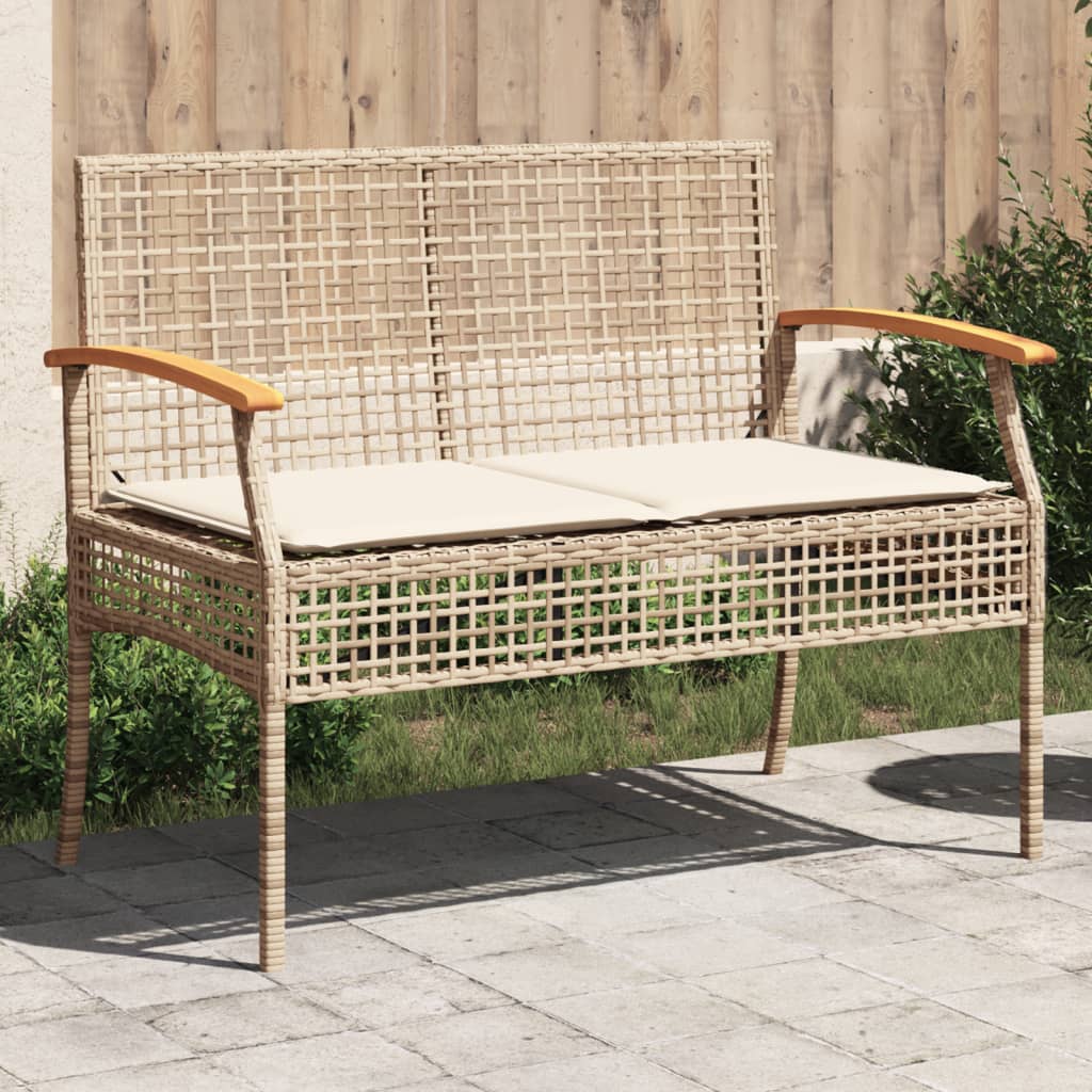 Tuinbank met kussen poly rattan en acaciahout beige is nu te koop bij PeponiXL, paradijselijk wonen!