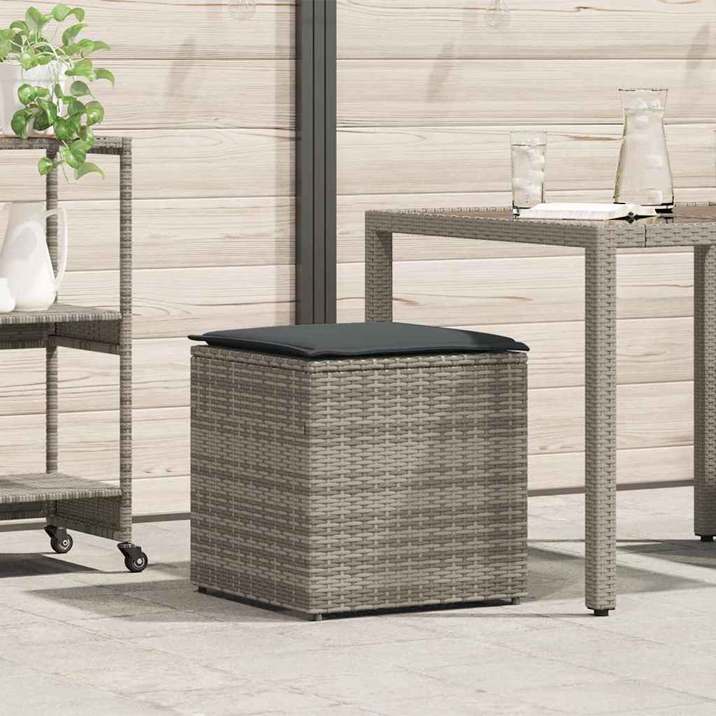 Kussenbox met opslag Grijs 50 x 50 x 50 cm poly rattan is nu te koop bij PeponiXL, paradijselijk wonen!