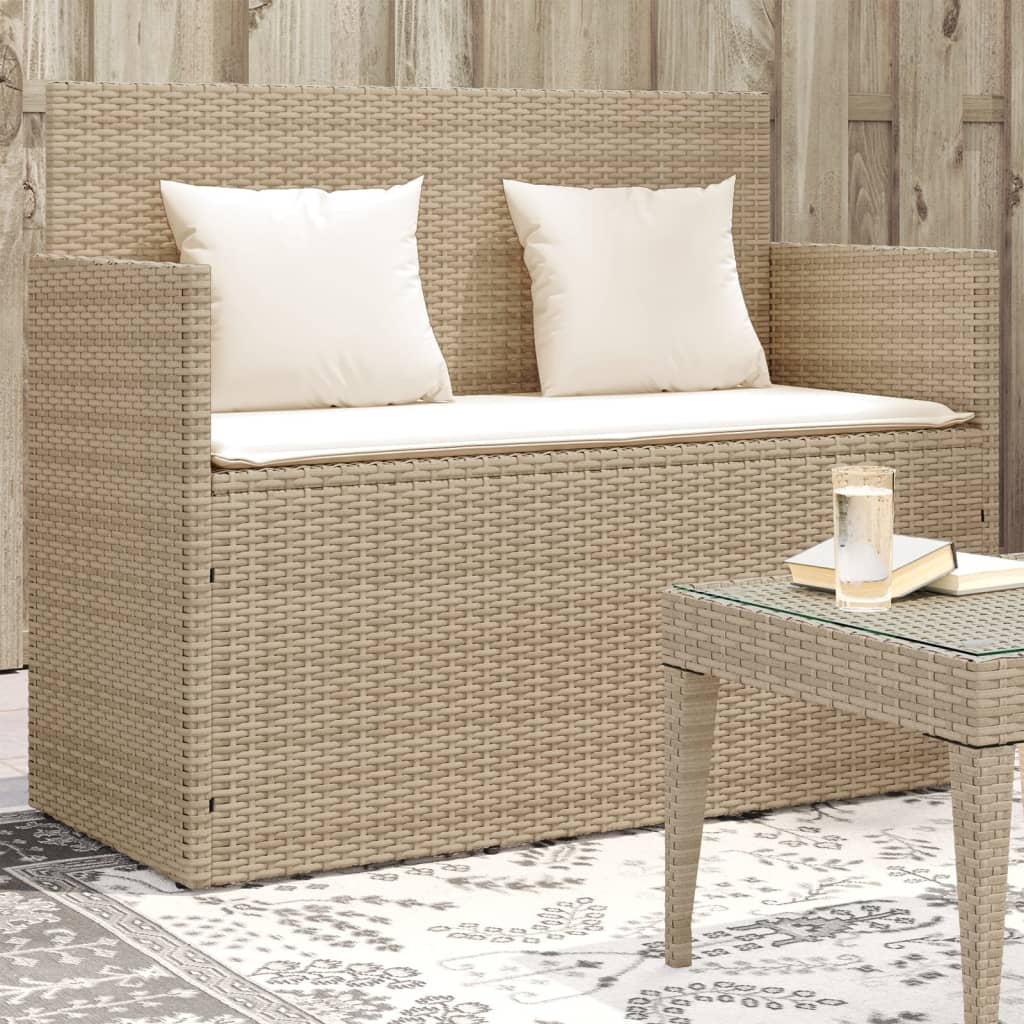 Tuinbank met kussens poly rattan beige is nu te koop bij PeponiXL, paradijselijk wonen!