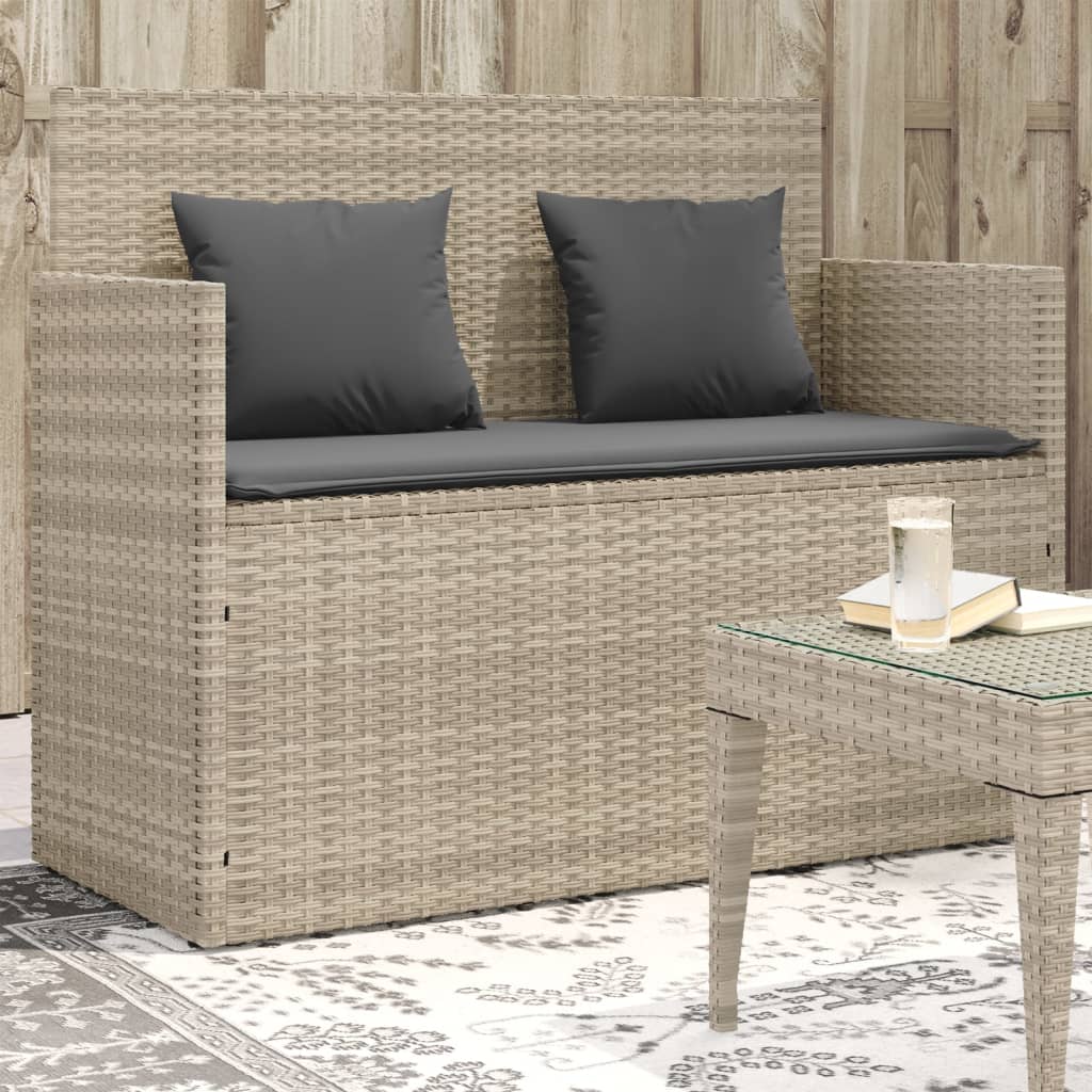 Tuinbank met kussens poly rattan lichtgrijs is nu te koop bij PeponiXL, paradijselijk wonen!
