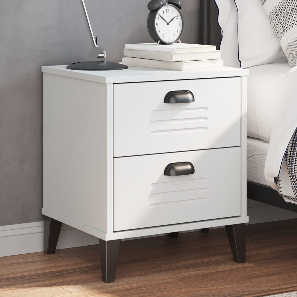 Nachtkastje VIKEN bewerkt hout wit is nu te koop bij PeponiXL, paradijselijk wonen!