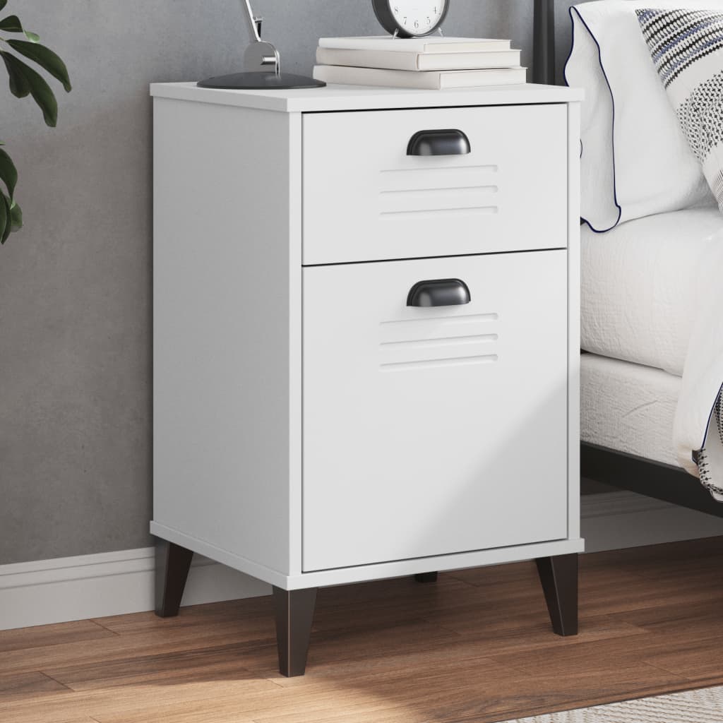 Nachtkastje VIKEN bewerkt hout wit is nu te koop bij PeponiXL, paradijselijk wonen!