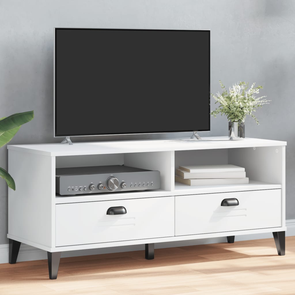 Tv-meubel VIKEN bewerkt hout wit is nu te koop bij PeponiXL, paradijselijk wonen!