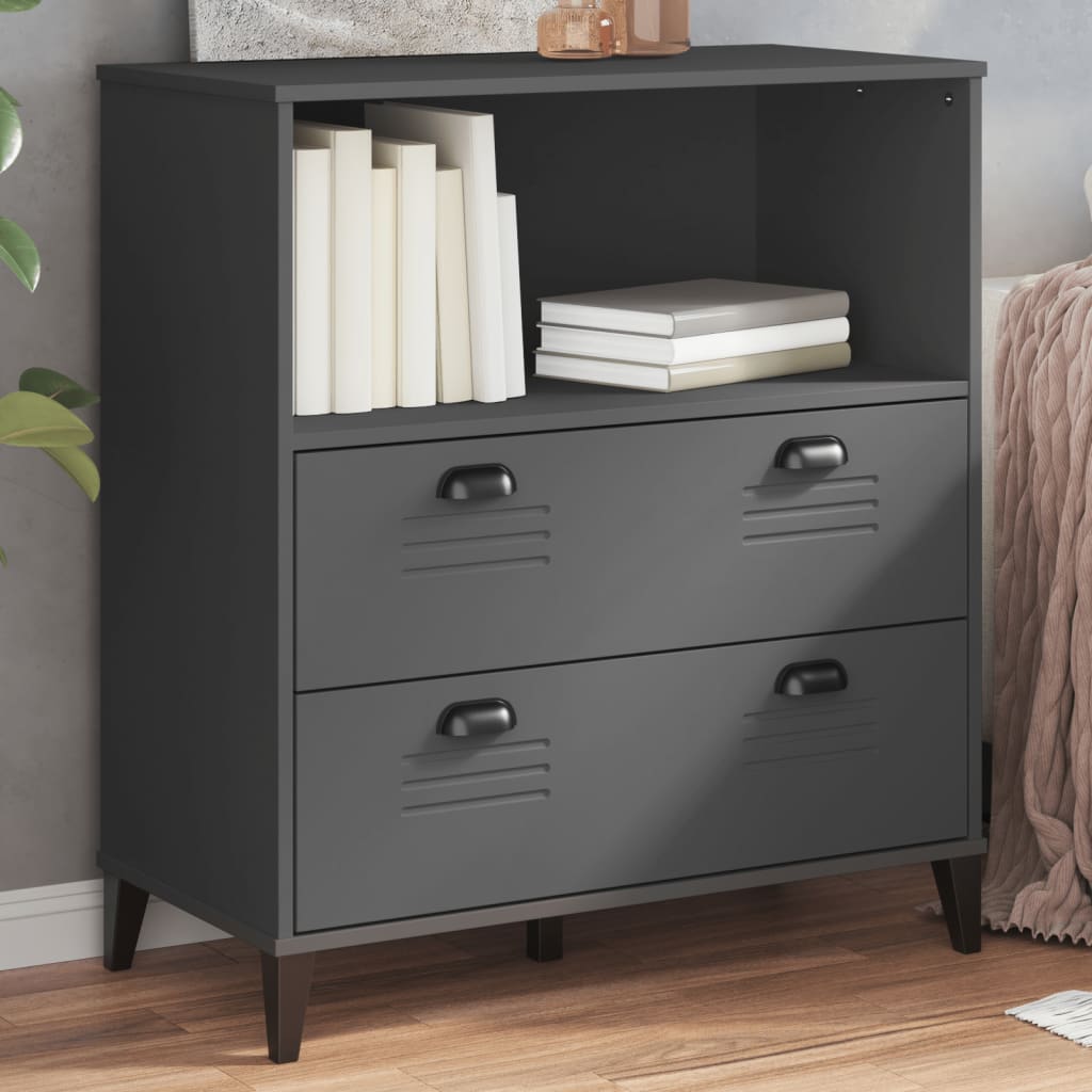 Boekenkast VIKEN 80x40x90 cm bewerkt hout antracietgrijs is nu te koop bij PeponiXL, paradijselijk wonen!