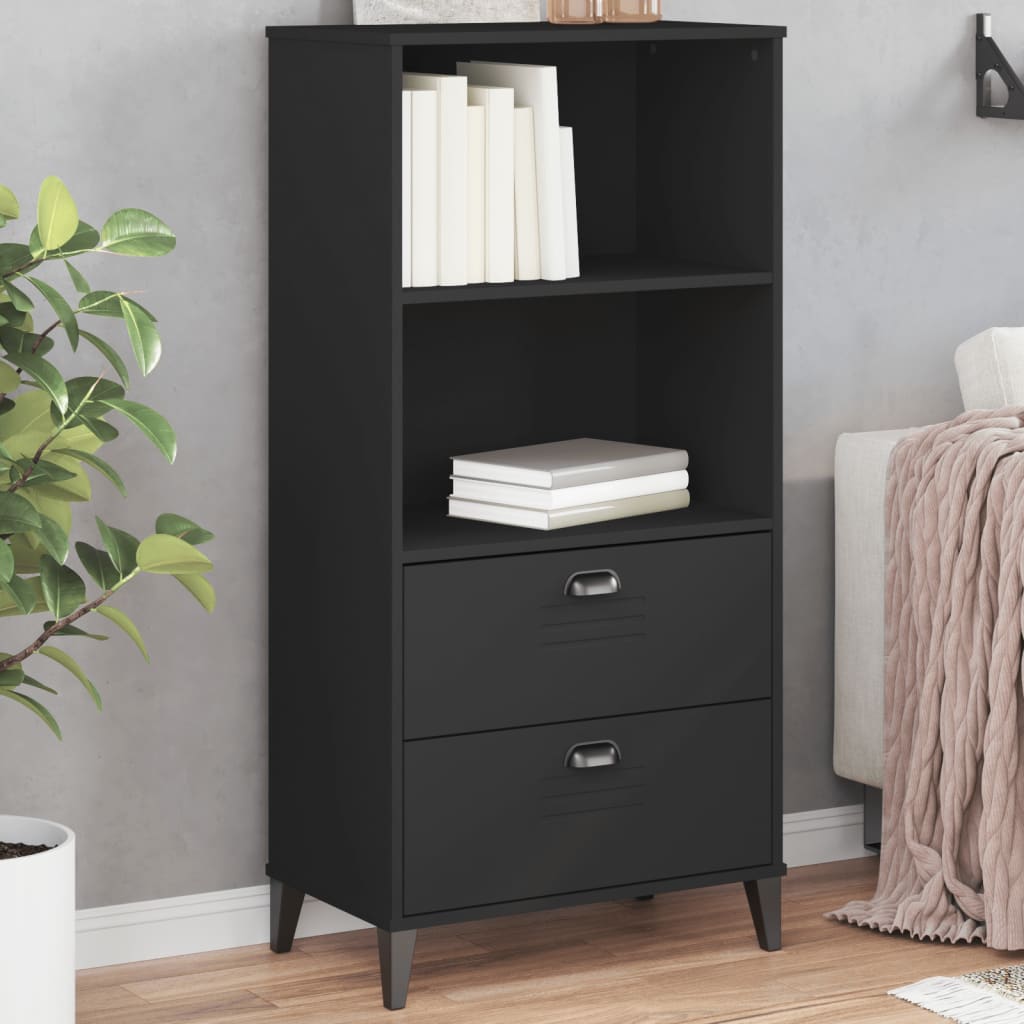 Boekenkast VIKEN 60x35x123 cm bewerkt hout zwart is nu te koop bij PeponiXL, paradijselijk wonen!