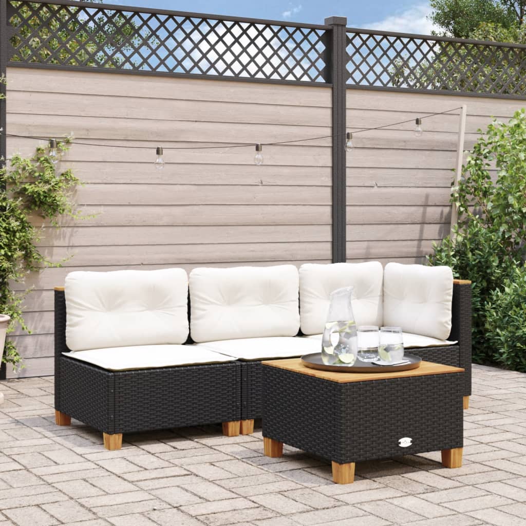 Tuinhoekbank met kussens poly rattan zwart is nu te koop bij PeponiXL, paradijselijk wonen!