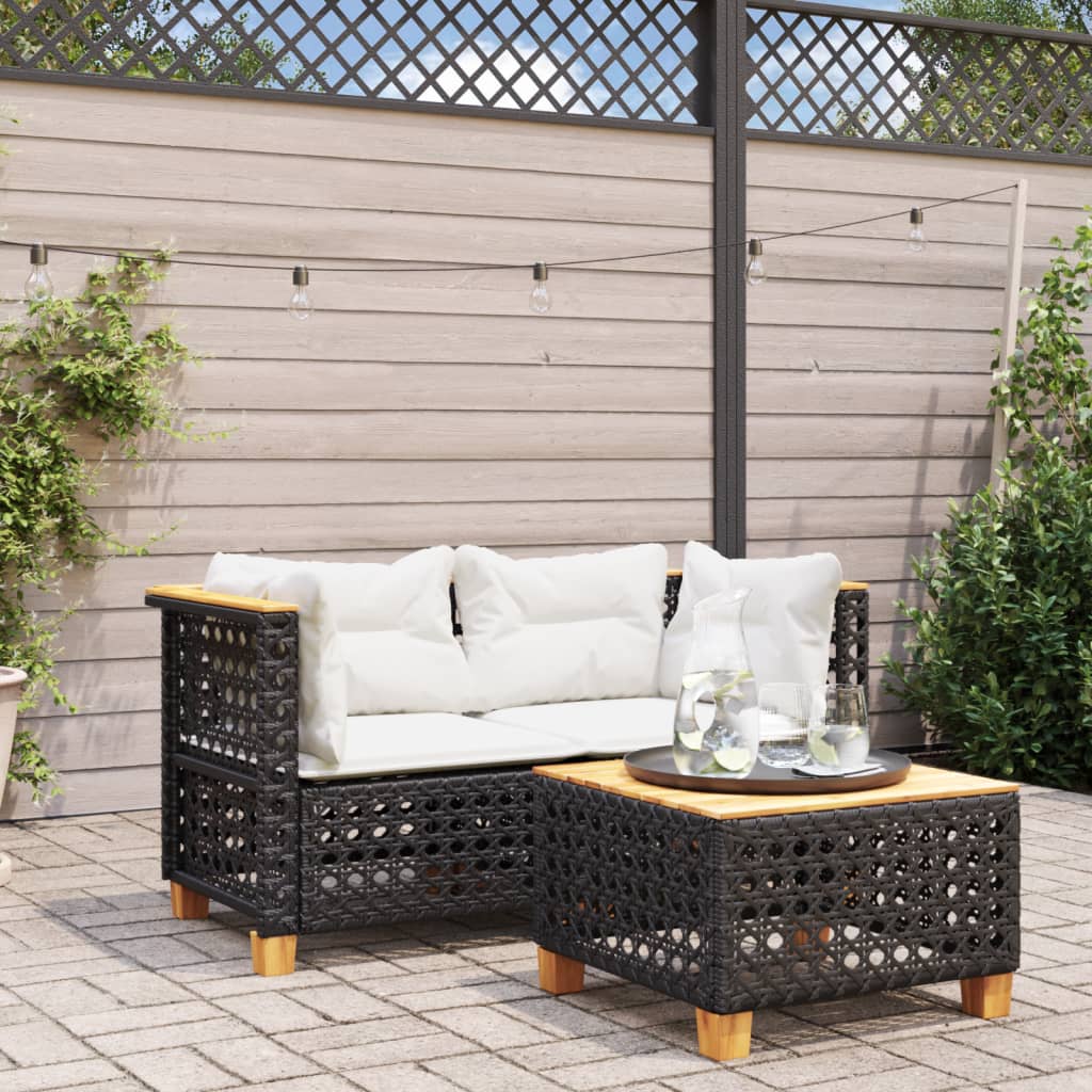 Tuinhoekbanken met kussens 2 st poly rattan zwart is nu te koop bij PeponiXL, paradijselijk wonen!