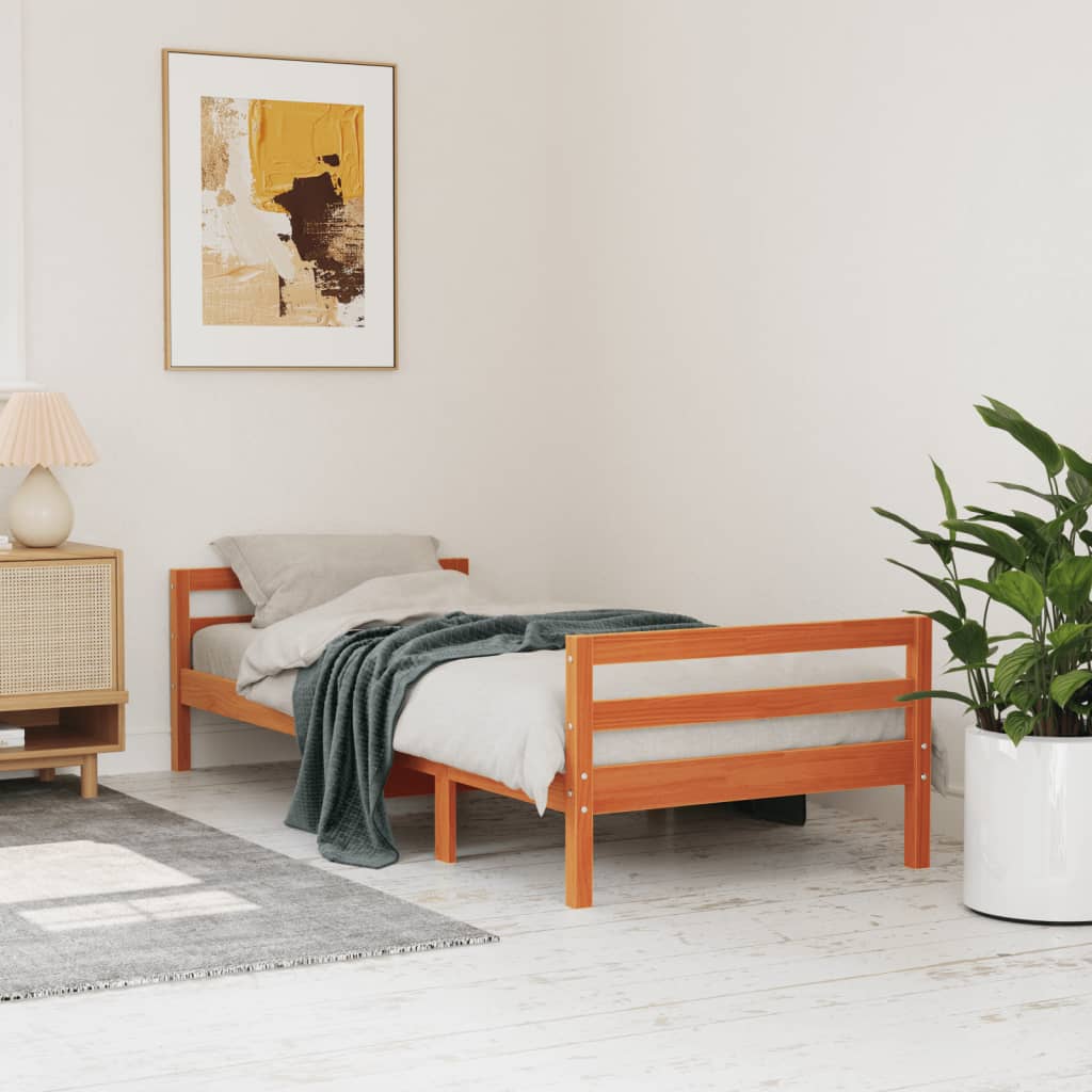 Bedframe zonder matras massief grenenhout wasbruin 75x190 cm is nu te koop bij PeponiXL, paradijselijk wonen!