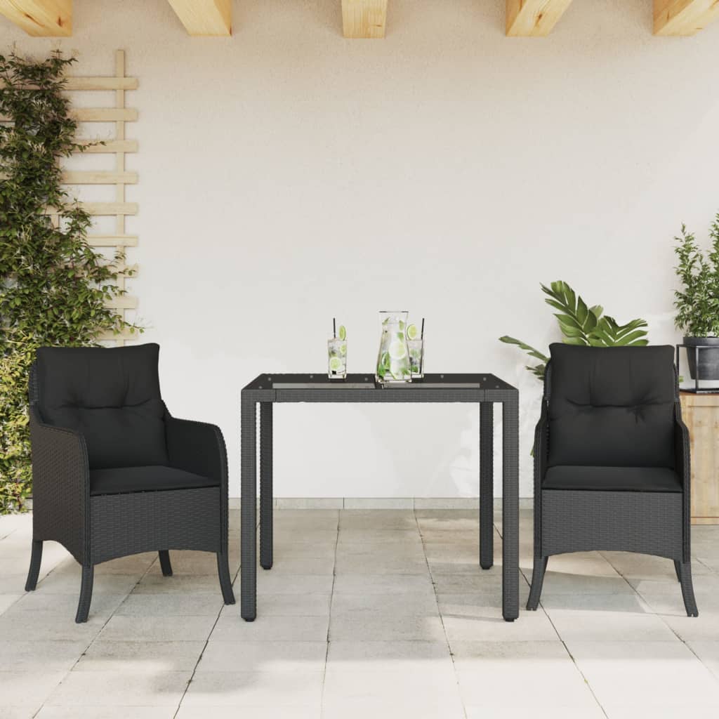 3-delige Tuinset met kussens poly rattan zwart is nu te koop bij PeponiXL, paradijselijk wonen!
