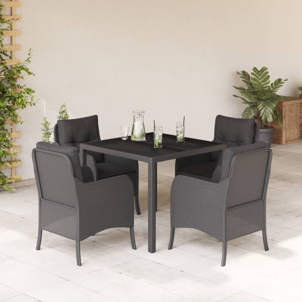 5-delige Tuinset met kussens poly rattan zwart is nu te koop bij PeponiXL, paradijselijk wonen!