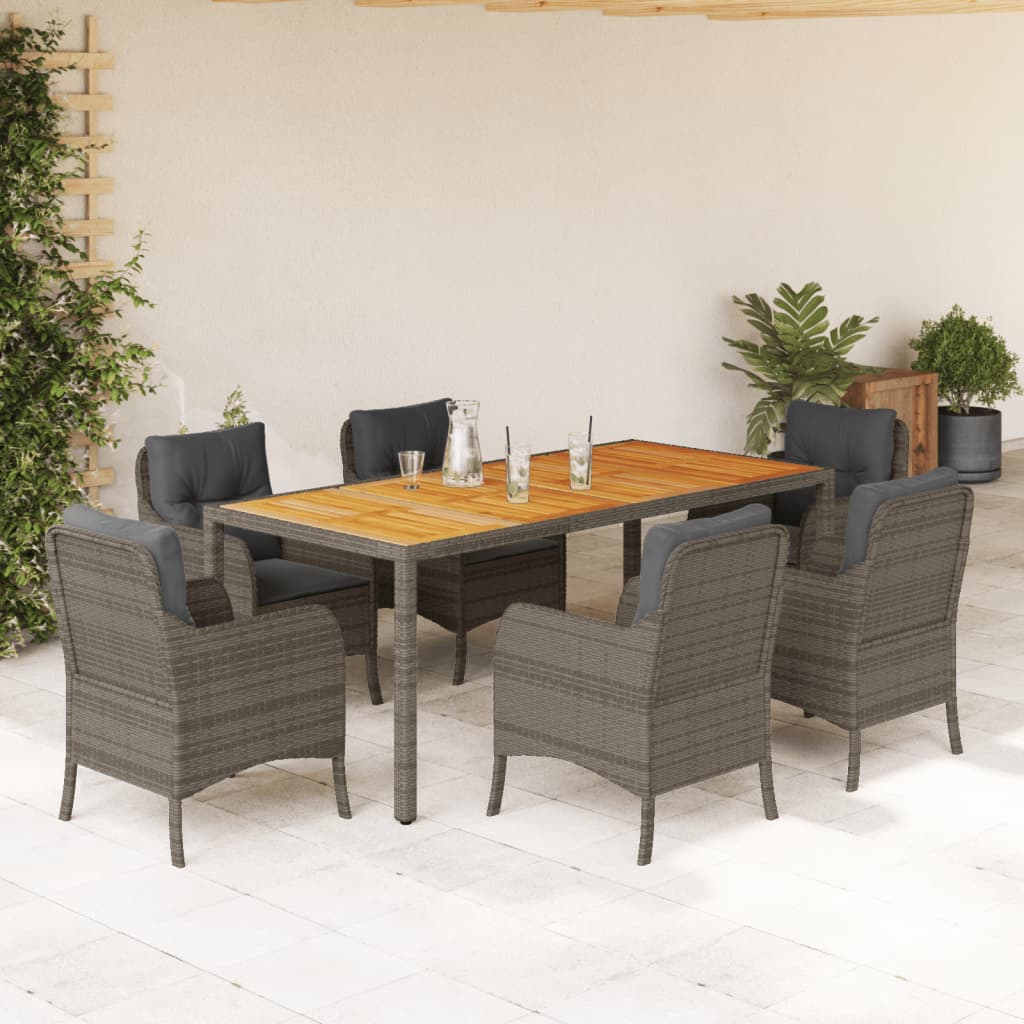 7-delige Tuinset met kussens poly rattan grijs is nu te koop bij PeponiXL, paradijselijk wonen!