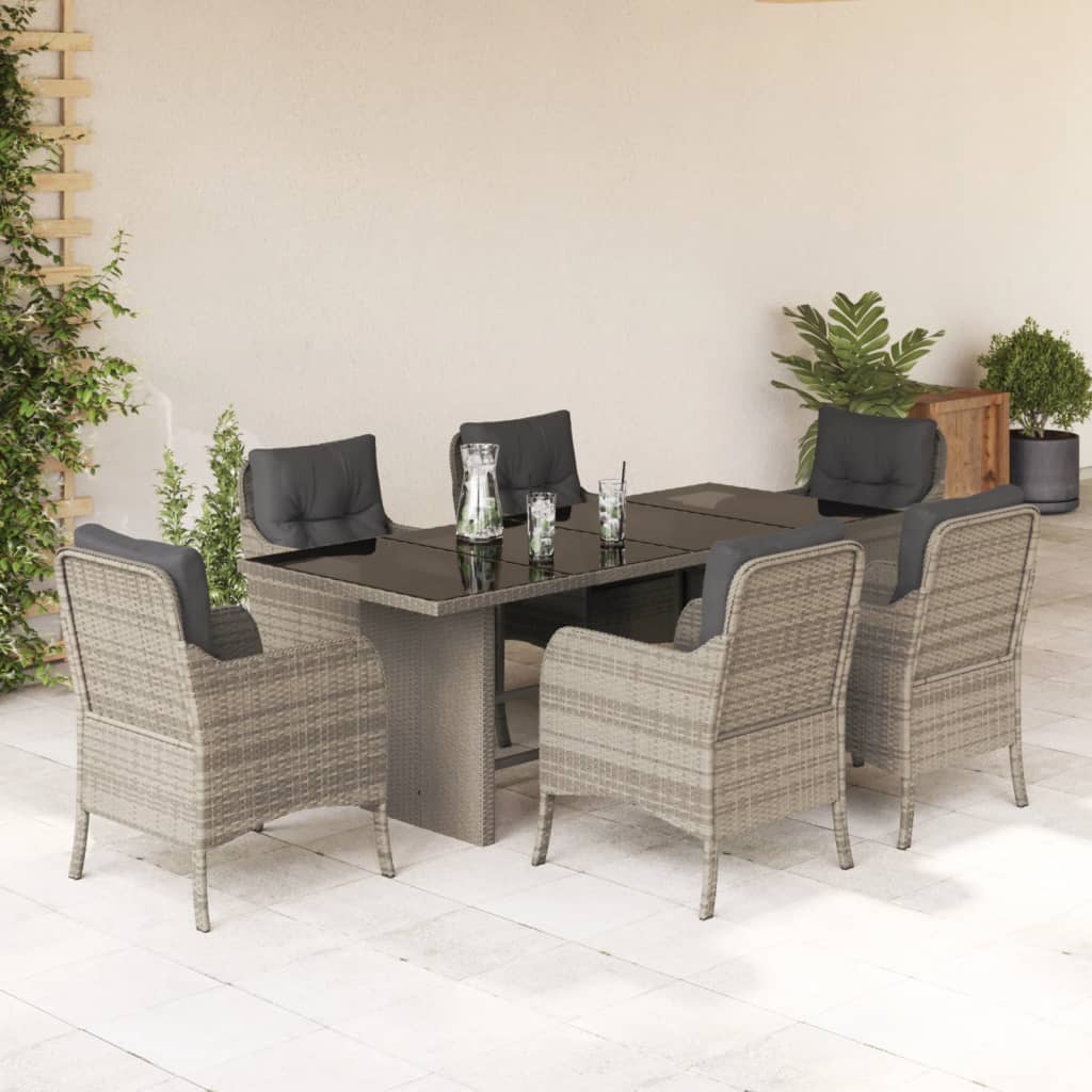 7-delige Tuinset met kussens poly rattan grijs is nu te koop bij PeponiXL, paradijselijk wonen!