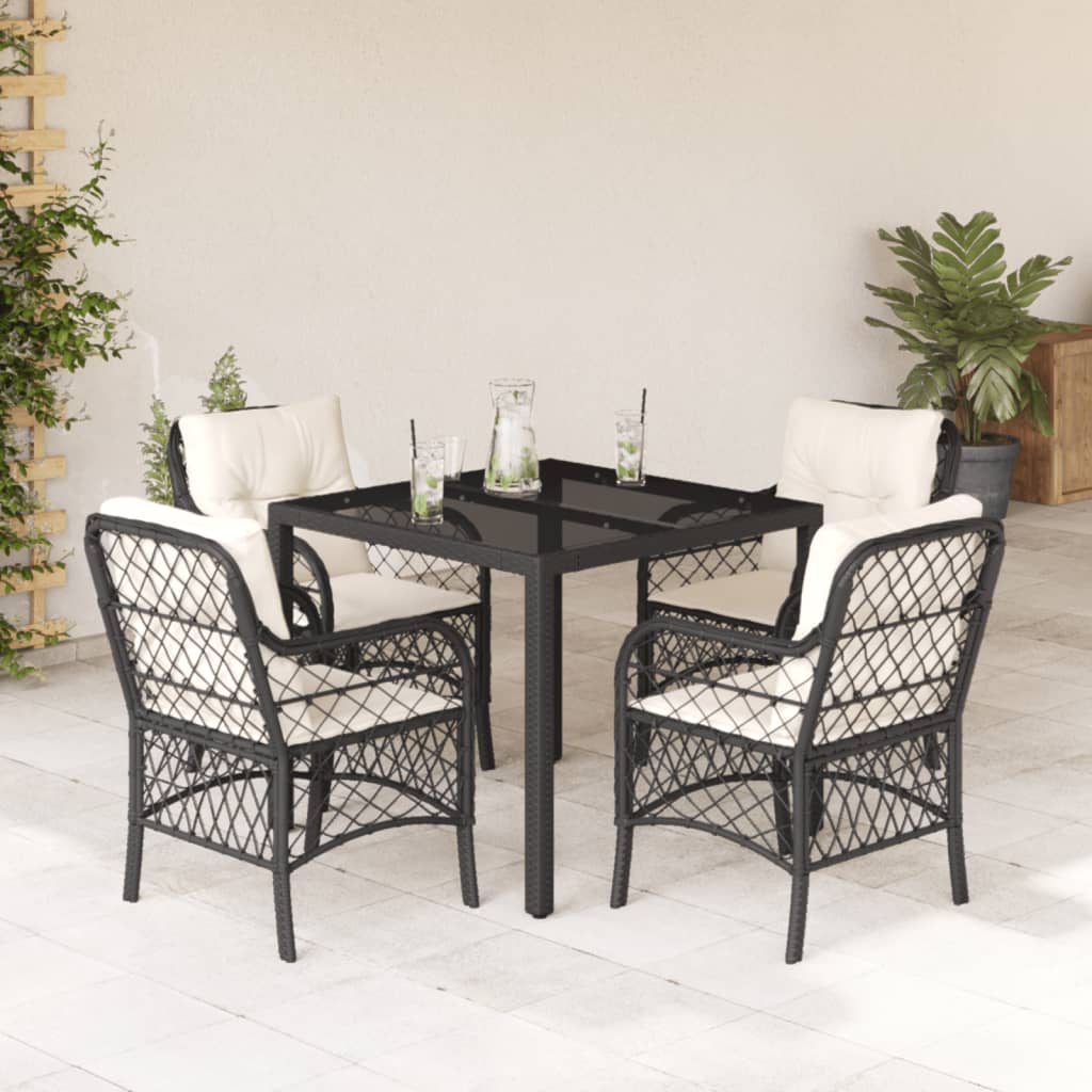5-delige Tuinset met kussens poly rattan zwart is nu te koop bij PeponiXL, paradijselijk wonen!