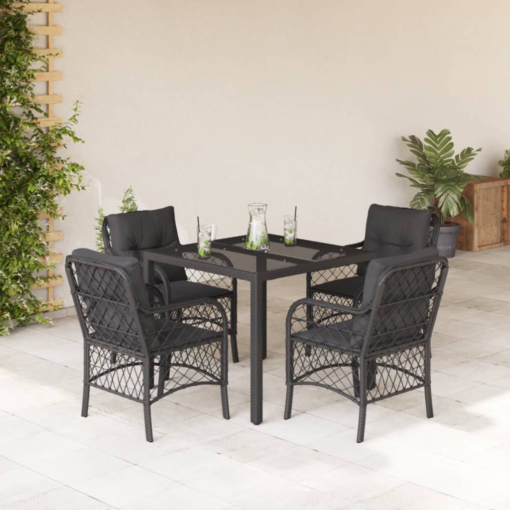 5-delige Tuinset met kussens poly rattan zwart is nu te koop bij PeponiXL, paradijselijk wonen!