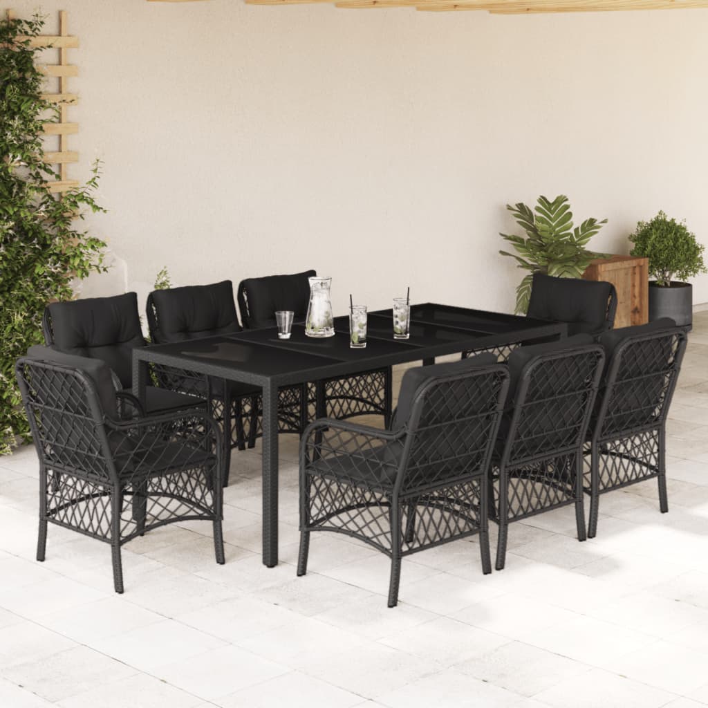 9-delige Tuinset poly rattan zwart is nu te koop bij PeponiXL, paradijselijk wonen!