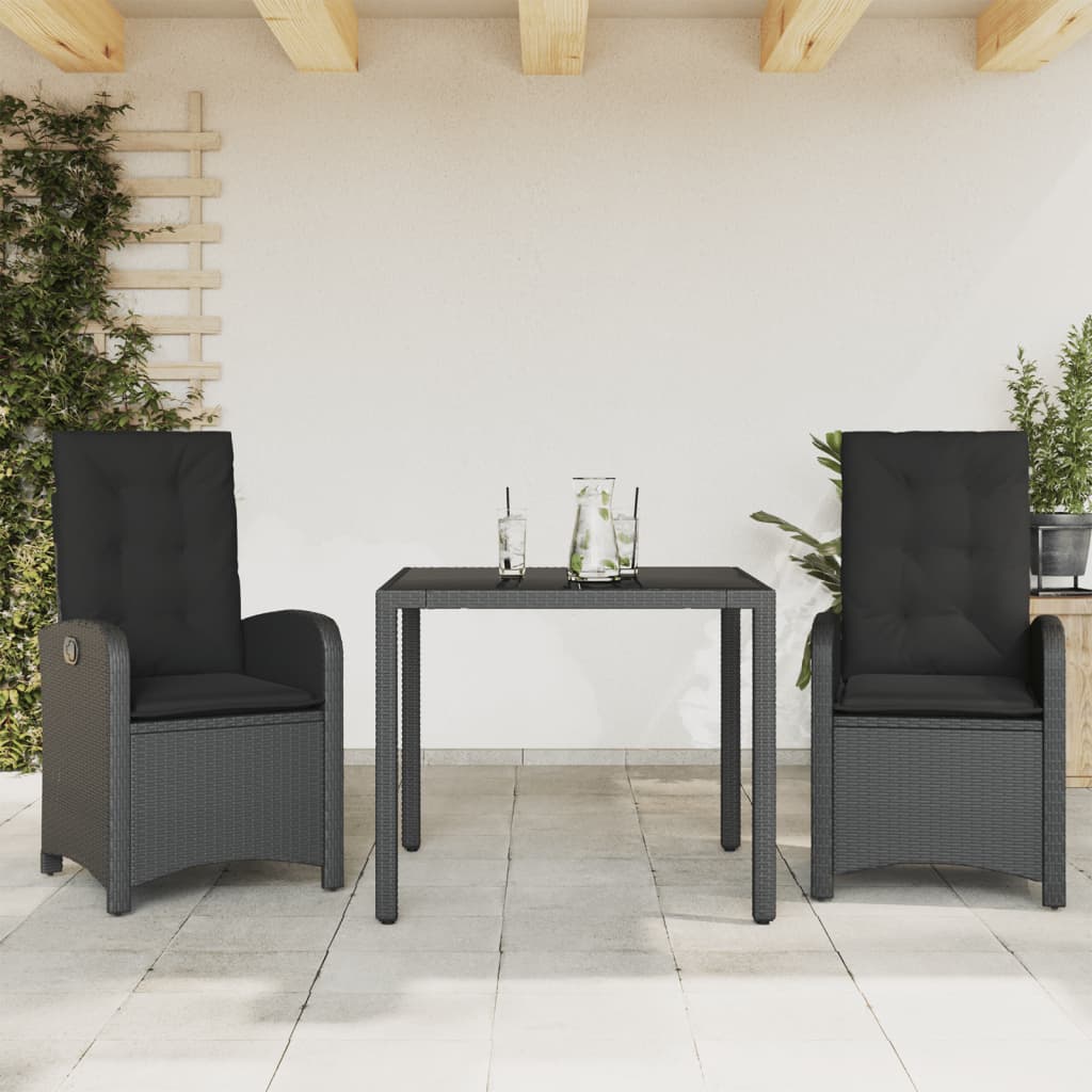 3-delige Tuinset met kussens poly rattan zwart is nu te koop bij PeponiXL, paradijselijk wonen!