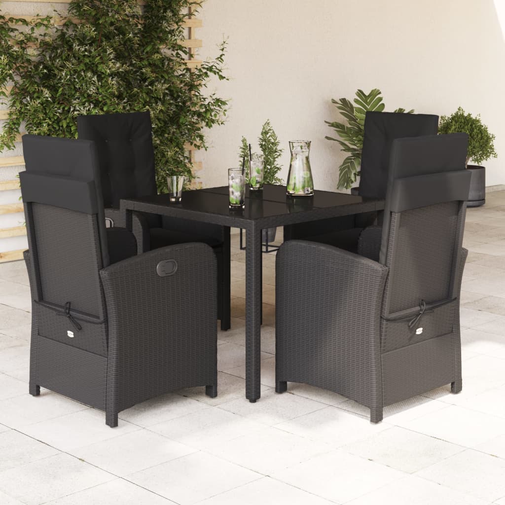 5-delige Tuinset met kussens poly rattan zwart is nu te koop bij PeponiXL, paradijselijk wonen!