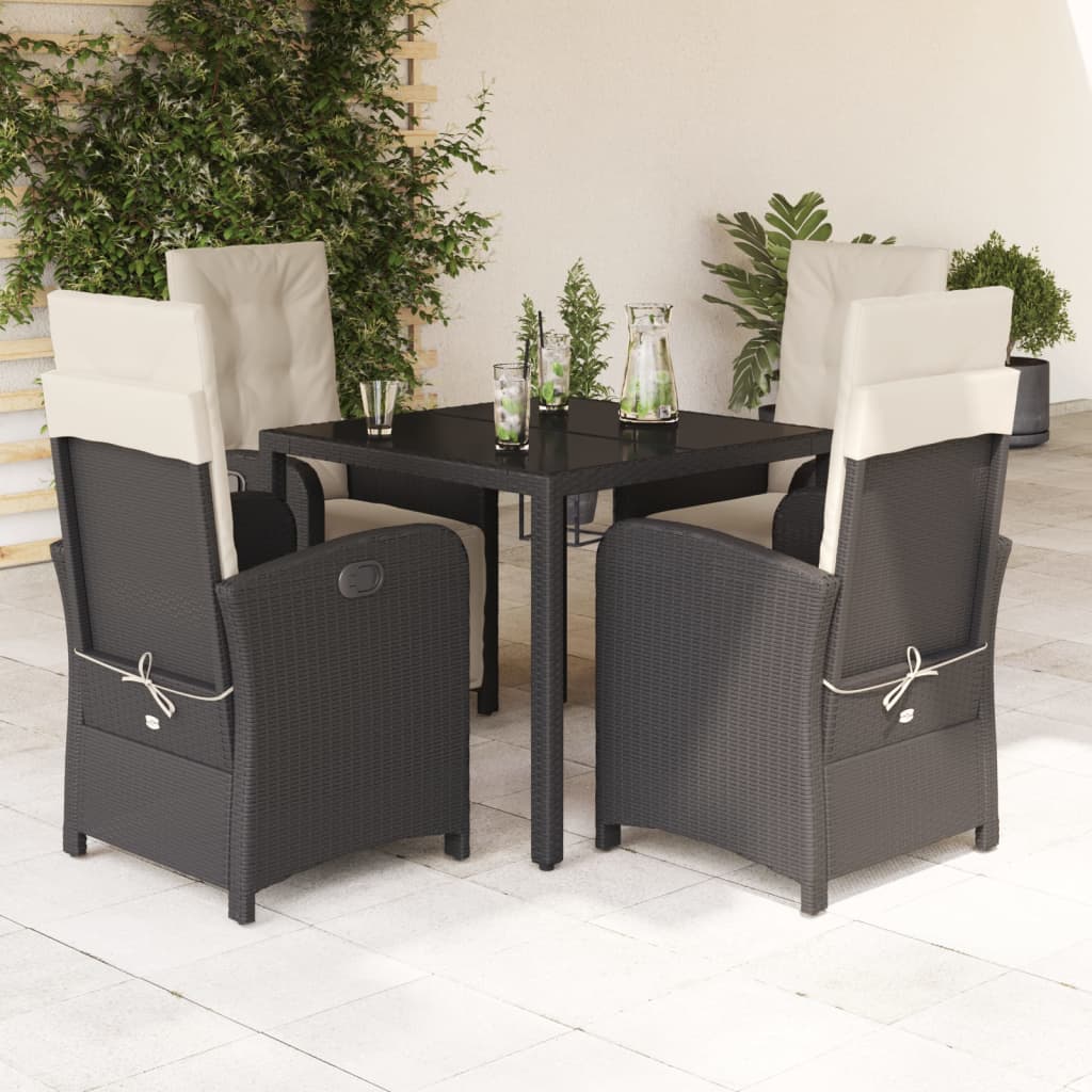 5-delige Tuinset met kussens poly rattan zwart is nu te koop bij PeponiXL, paradijselijk wonen!