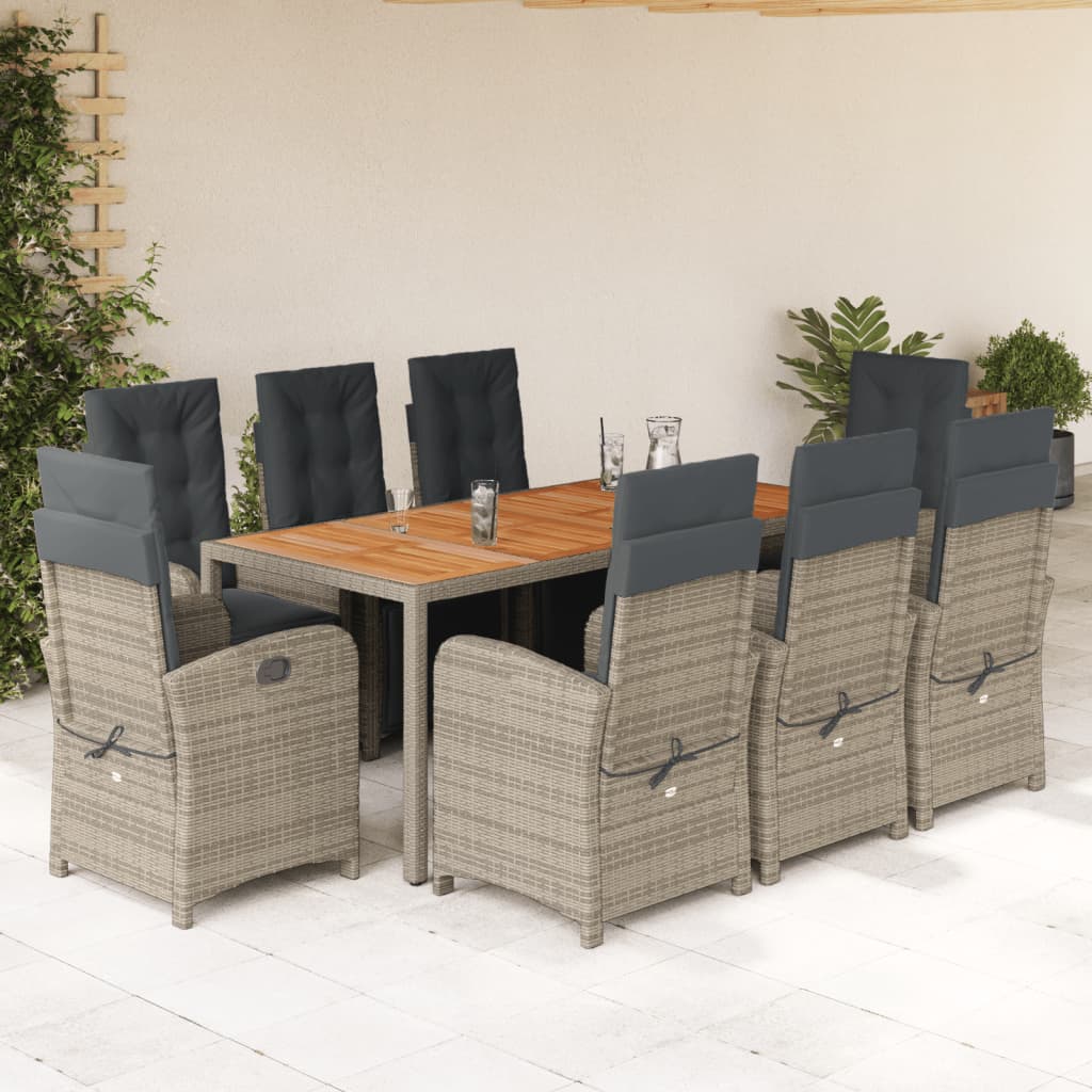 9-delige Tuinset met kussens poly rattan grijs is nu te koop bij PeponiXL, paradijselijk wonen!