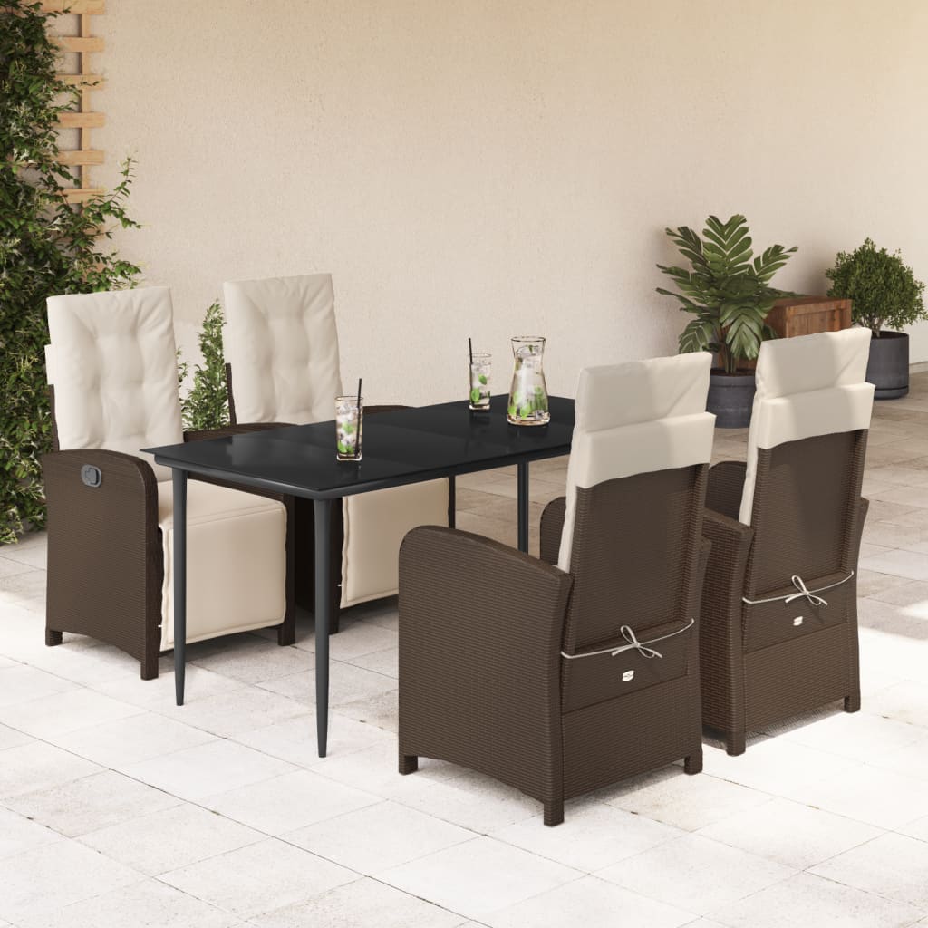 5-delige Tuinset met kussens poly rattan bruin is nu te koop bij PeponiXL, paradijselijk wonen!