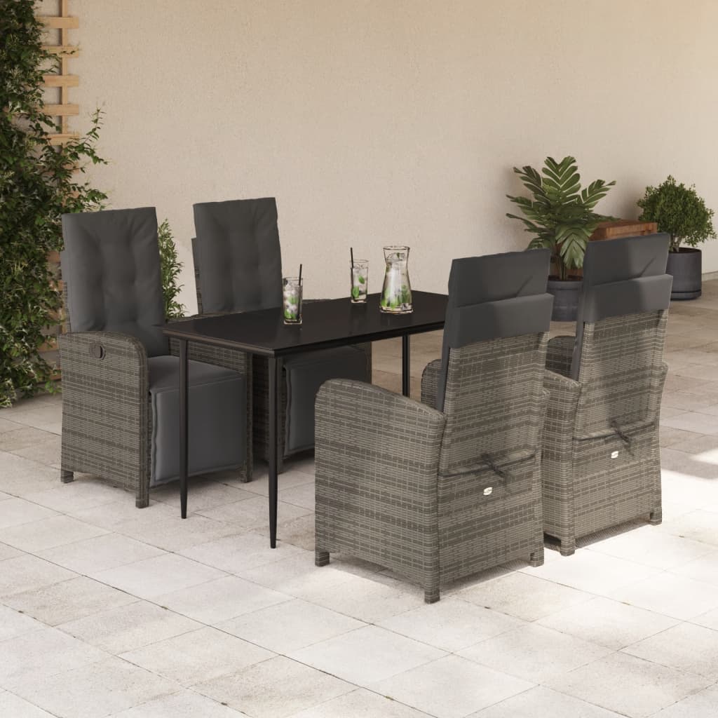 5-delige Tuinset met kussens poly rattan grijs is nu te koop bij PeponiXL, paradijselijk wonen!
