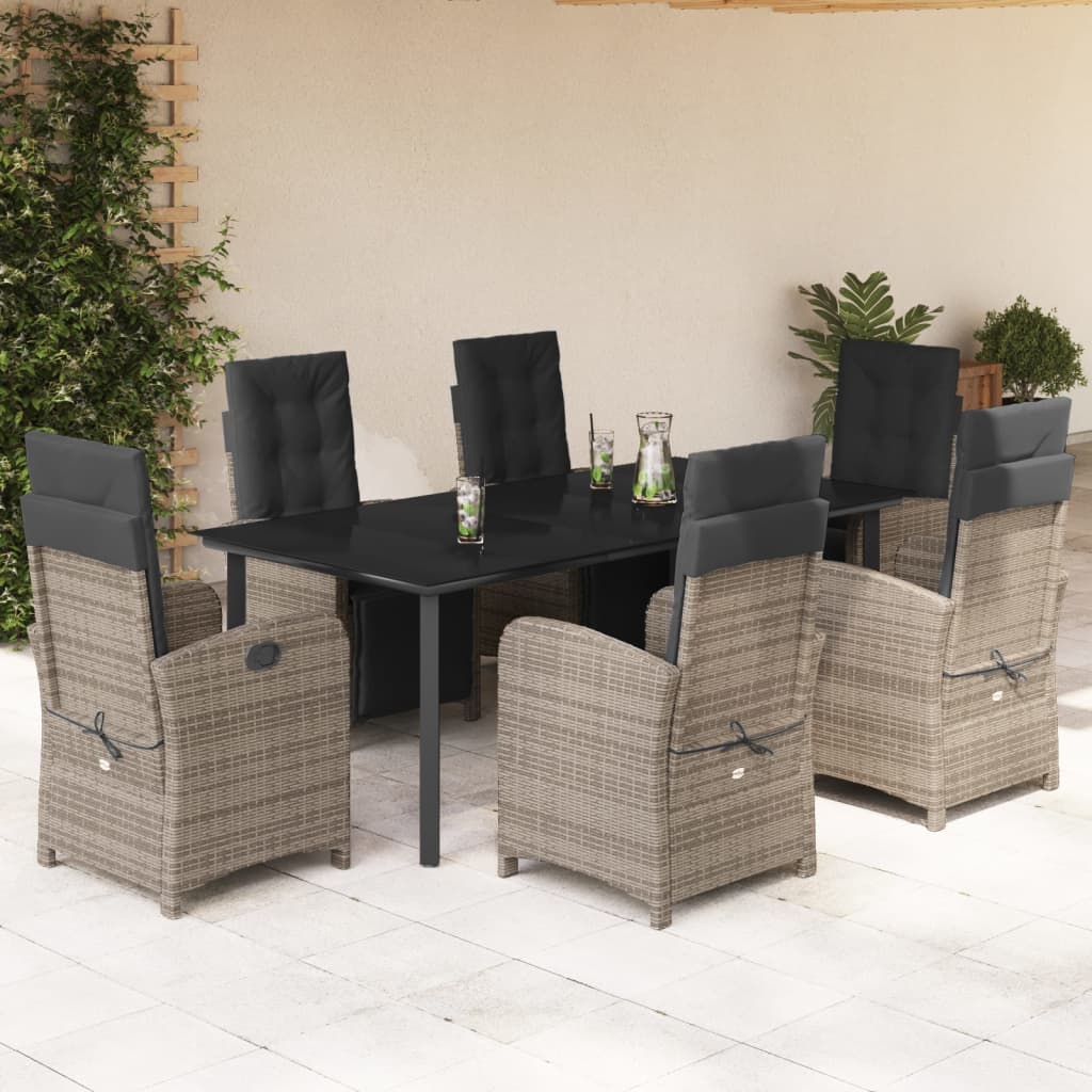 7-delige Tuinset met kussens poly rattan grijs is nu te koop bij PeponiXL, paradijselijk wonen!