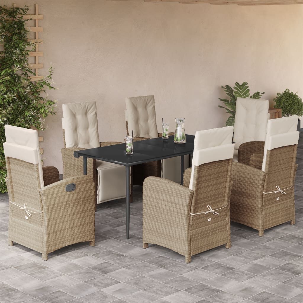 7-delige Tuinset met kussens poly rattan beige is nu te koop bij PeponiXL, paradijselijk wonen!