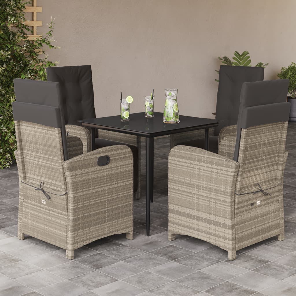 5-delige Tuinset met kussens poly rattan lichtgrijs is nu te koop bij PeponiXL, paradijselijk wonen!