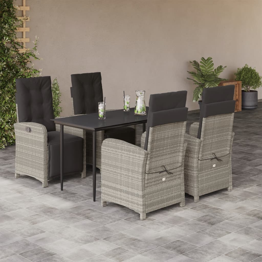 5-delige Tuinset met kussens poly rattan lichtgrijs is nu te koop bij PeponiXL, paradijselijk wonen!