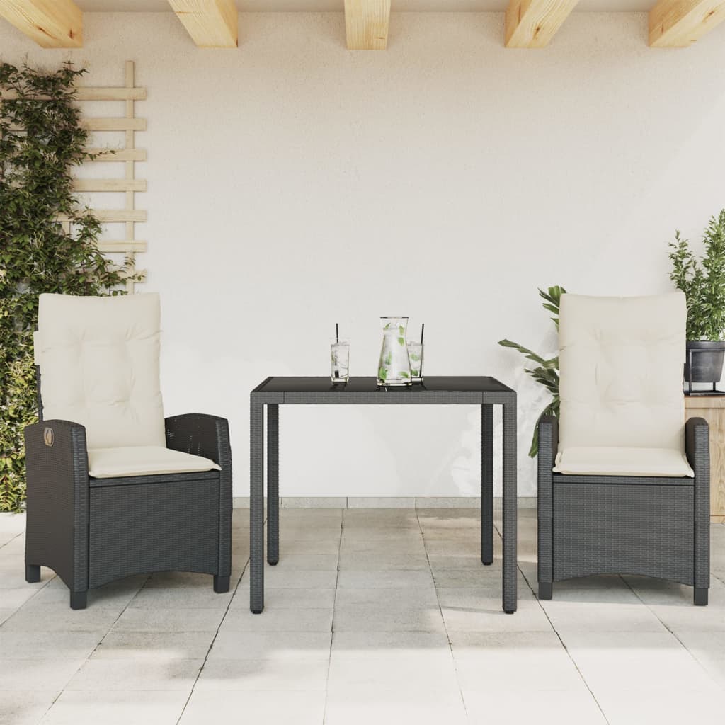 3-delige Tuinset met kussens poly rattan zwart is nu te koop bij PeponiXL, paradijselijk wonen!