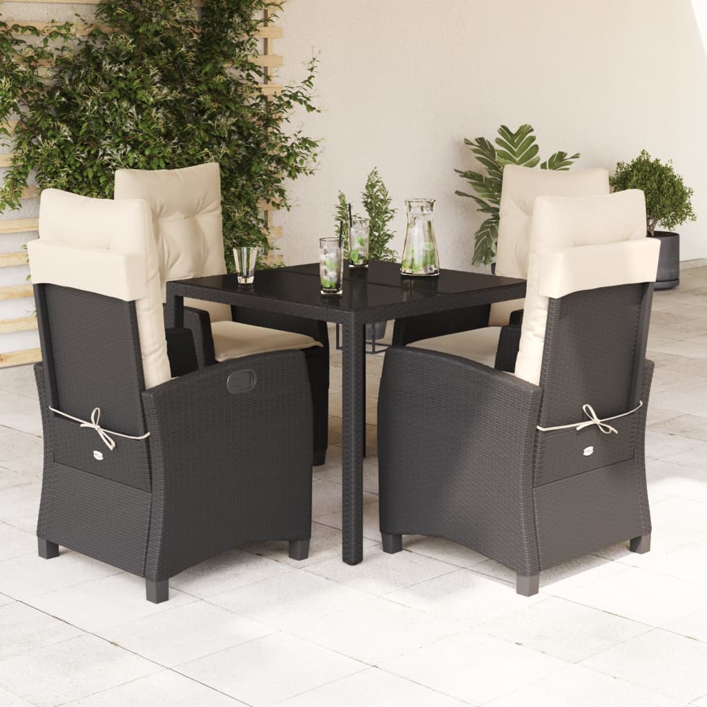 5-delige Tuinset met kussens poly rattan zwart is nu te koop bij PeponiXL, paradijselijk wonen!