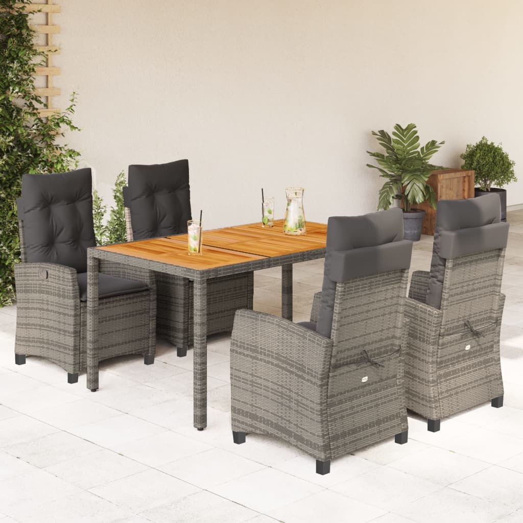 5-delige Tuinset met kussens poly rattan grijs is nu te koop bij PeponiXL, paradijselijk wonen!