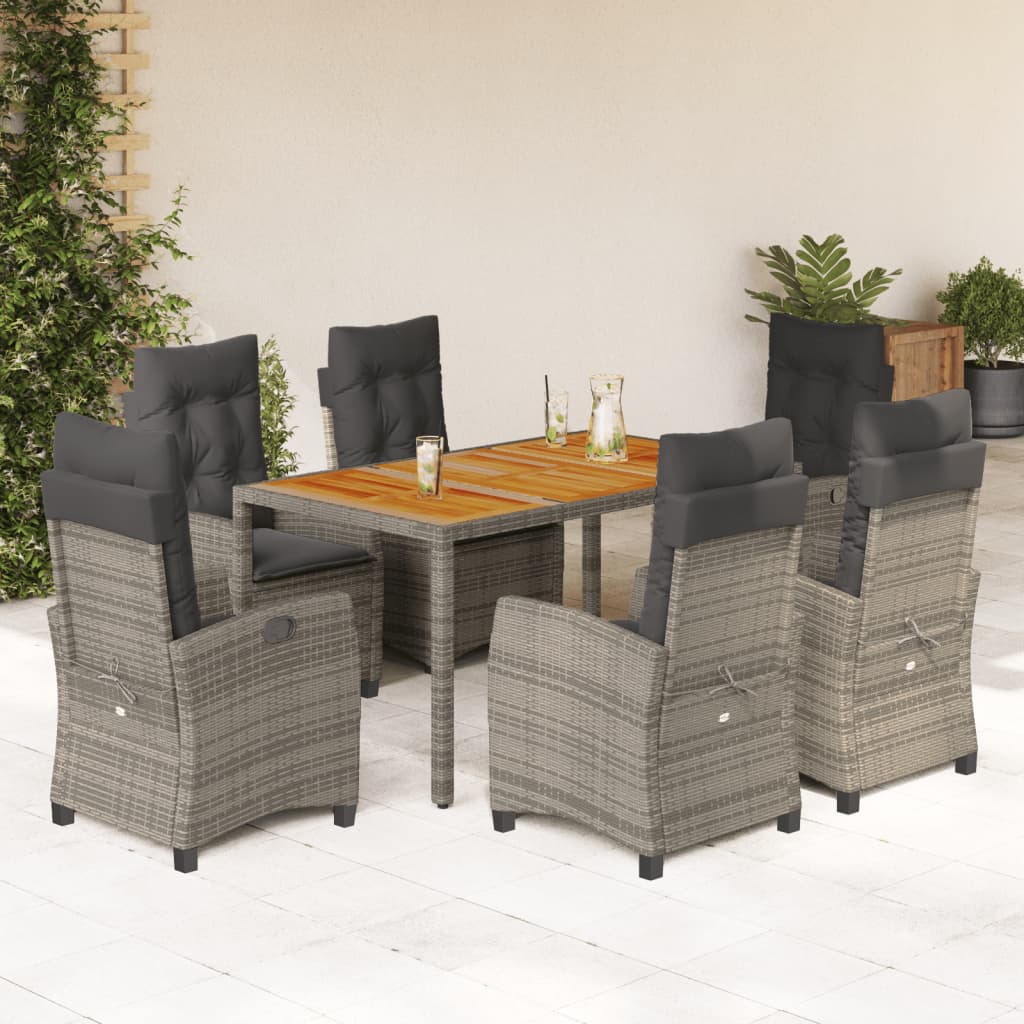 7-delige Tuinset met kussens poly rattan grijs is nu te koop bij PeponiXL, paradijselijk wonen!