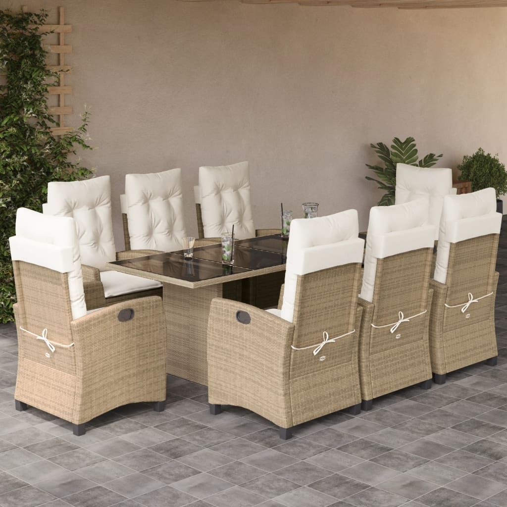 9-delige Tuinset met kussens poly rattan beige is nu te koop bij PeponiXL, paradijselijk wonen!
