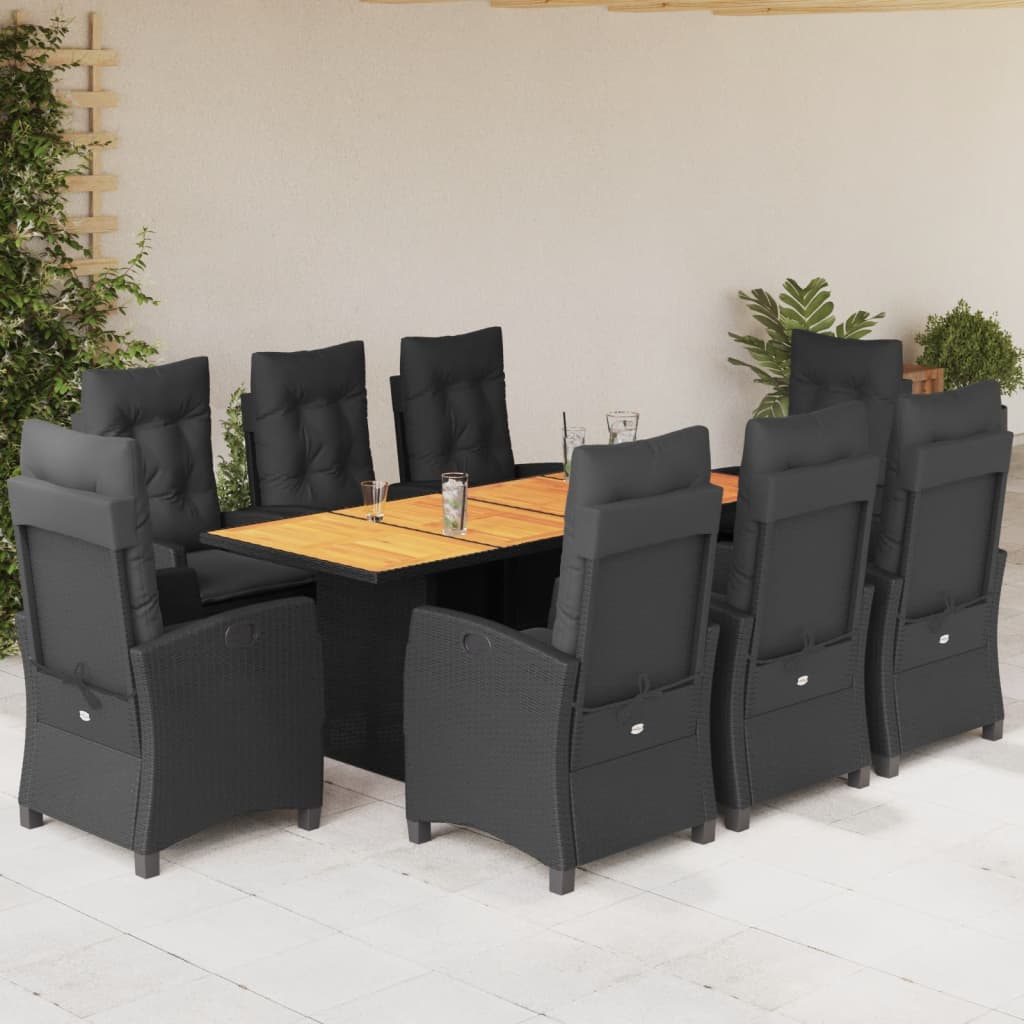 9-delige Tuinset poly rattan zwart is nu te koop bij PeponiXL, paradijselijk wonen!